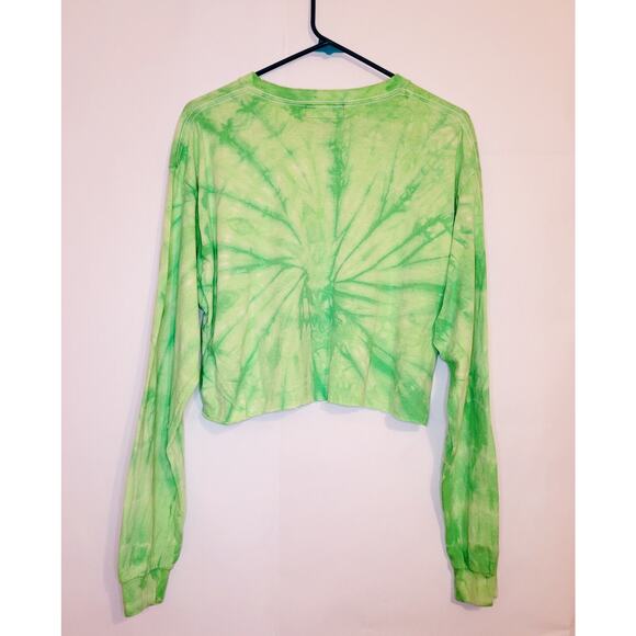 Shadow Hill green tie dyed cut off long sleeved t-shirt - Picture 2 of 8
